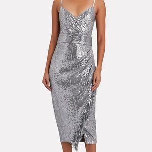 SAYLOR Azariah Fringed Sequin Wrap Dress